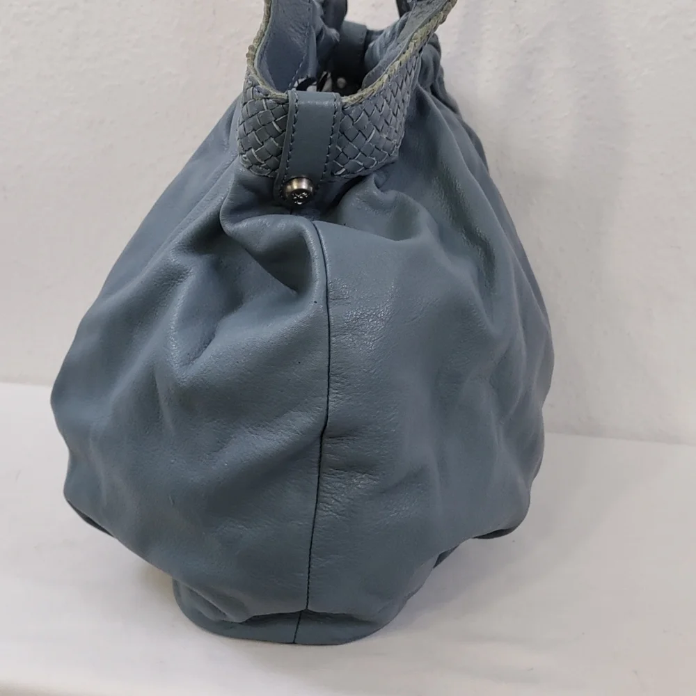💥FINAL PRICE💥 Allison Scott Blue-Gray Pleated Leather Shoulder Bag - Picture 5 of 16